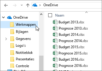 Windows Verkenner, OneDrive-map, Excel-bestanden