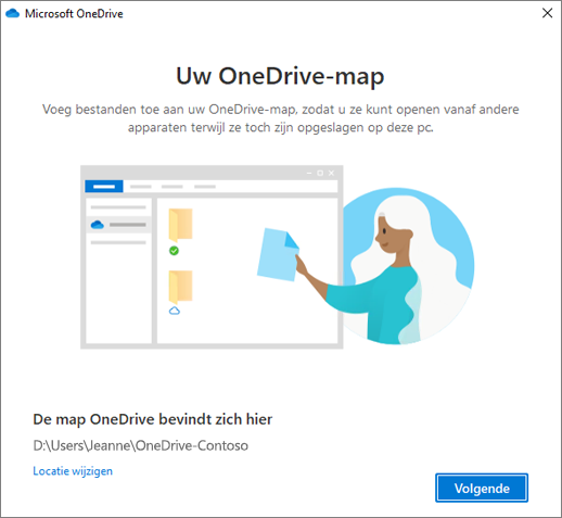 Schermafbeelding van de Dit is uw OneDrive-map in de wizard Welkom bij OneDrive