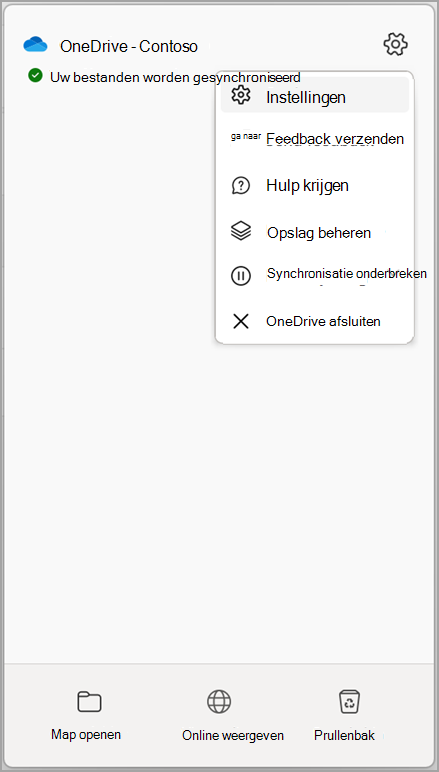 OneDrive-instellingen Synchronisatie stoppen