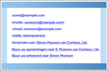 Voorbeelden van retour-e-mailadressen