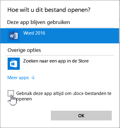Windows geopend met dialoogvenster