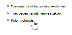 Kolomvolgorde van site-inhoud geselecteerd