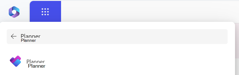 Zoeken naar Planner in het startprogramma voor apps voor toegang via office.com