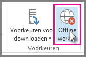 De knop Offline werken in Outlook 2013