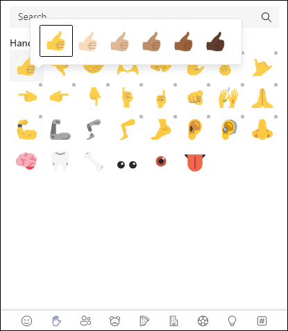 Teams selectievenster voor emoji-personalisatie