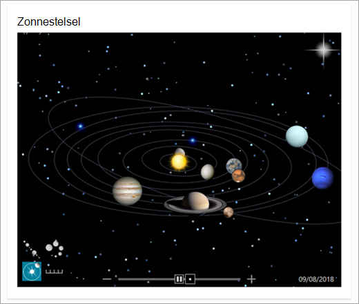 Een kaart van het zonnestelsel in Bing