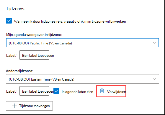 Outlook Web-tijdzone verwijderen
