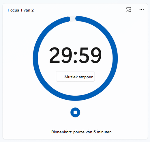 Een schermopname van de Clock-app met een focustimer.