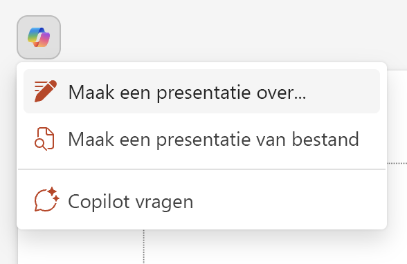 Knop Copilot boven PowerPoint-dia