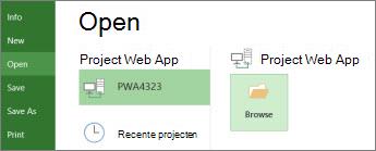 De knop Bladeren voor het openen van een Project Web App-bestand