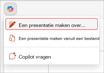 Schermopname van de knop Copilot boven PowerPoint-dia.