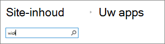 Het app-zoekvak waarin 'wiki' is getypt