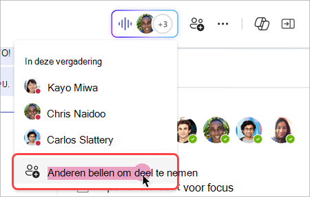 Schermopname die laat zien hoe u anderen kunt bellen vanuit de live-indicator in een chatsessie.