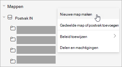 Schermopname van Nieuwe map maken geselecteerd in het menu Meer opties in het mappenvenster