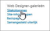 Optie Sitekolom op de sitepagina Instellingen