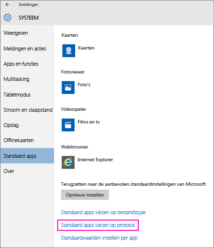 Schermafbeelding van de instelling Standaardapp instellen door app in Windows 10.
