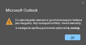 Błąd konfliktu programu Outlook z elementem spotkania