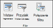 Opcja Wstaw fragmentator z obszaru Narzędzia tabel przestawnych > Analizuj filtr >