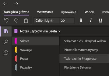 Tryb ciemny w aplikacji OneNote dla systemu Windows 10