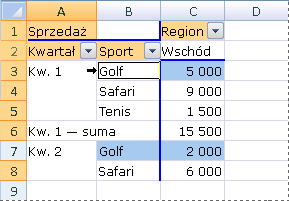 Example of selecting all instances of a PivotTable item