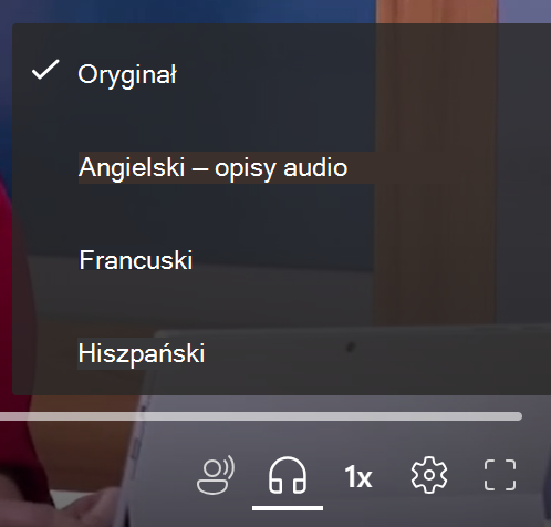 Otwarte menu wysuwane ścieżek audio