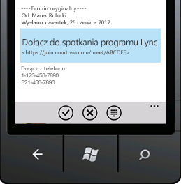 Zrzut ekranu: dołączanie do spotkania programu Lync z urządzenia przenośnego