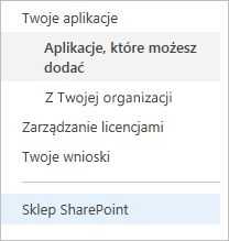 Wybierz pozycję Sklep SharePoint.