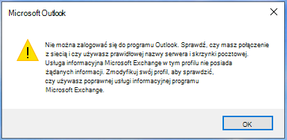 Nie można zalogować się do programu Outlook.