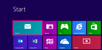 Strona startowa systemu Windows 8 z kafelkiem Poczta