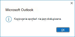 Błąd kopiowania spotkań w programie Outlook