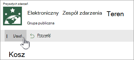 Przycisk usuń element w usłudze SharePoint Online