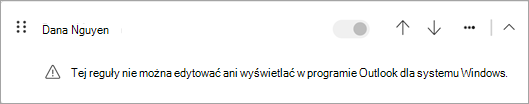 Niektórych typów reguł po stronie klienta migrowanych z klasycznego programu Outlook nie można edytować ani wyświetlać w nowym programie Outlook.