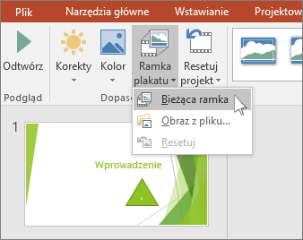 shows poster frame video option in powerpoint