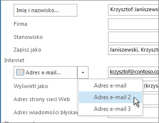 Dodawanie dodatkowego adresu e-mail kontaktu