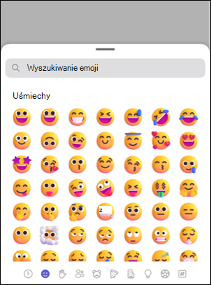 Selektor reakcji emoji w aplikacji Teams