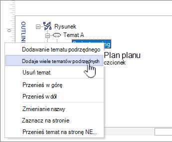 Z menu skrótów wybierz pozycję Dodaj wiele tematów