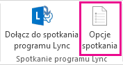 Zrzut ekranu: opcje spotkania Lync na wstążce