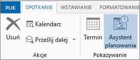 Przycisk Asystent planowania w programie Outlook 2013.