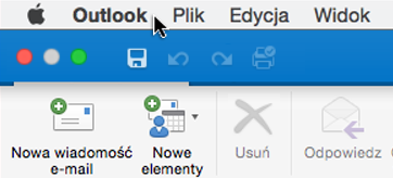 Aby sprawdzić, którą wersję programu Outlook posiadasz, wybierz pozycję Outlook na pasku menu.