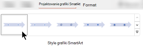 Na karcie Projektowanie grafiki SmartArt można wybrać kształt, kolor i efekty grafiki przy użyciu stylów grafiki SmartArt.