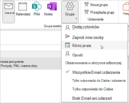 Na wstążce wybierz pozycję Ustawienia grupy > Edytuj grupę