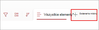 Zrzut ekranu przedstawiający polecenie Dodaj widok na pasku poleceń.