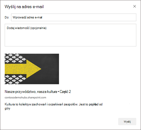 Zrzut ekranu przedstawiający opcję Wyślij ten wpis wiadomości pocztą e-mail.