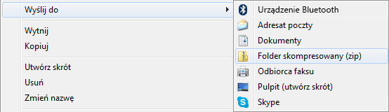Kliknij prawym przyciskiem myszy prezentację, kliknij pozycję Wyślij do, a następnie kliknij pozycję Folder skompresowany (zip).