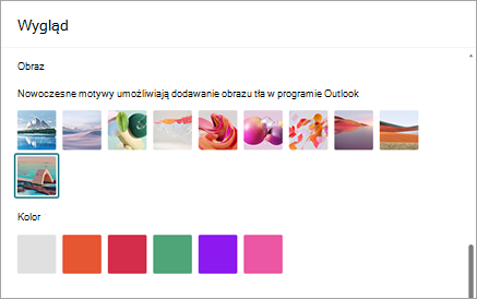 Uzyskiwanie dostępu do motywów skrzynki odbiorczej z poziomu obszaru Ustawienia > Ogólne > Wygląd
