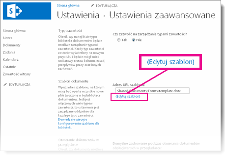 Edycja szablonu