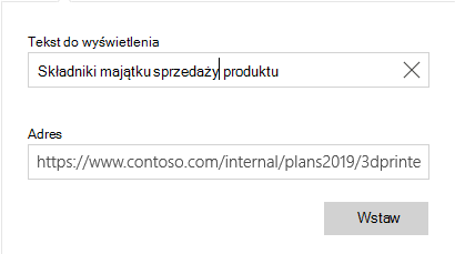 Poczta dla Windows 10 tekst hiperlinku