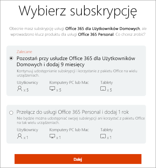 Przełączanie Do Innej Subskrypcji Usługi Office 365 Dla Użytkowników Domowych Office 365 2287