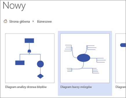 Wybieranie szablonu diagramu burzy mózgów