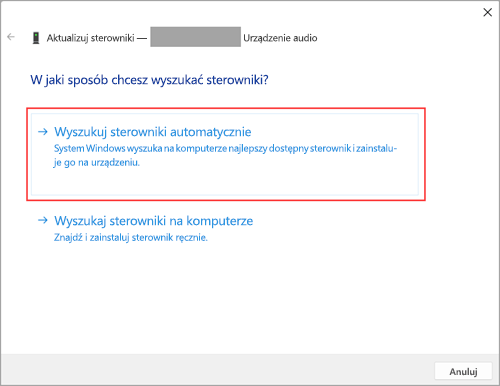Wyszukaj sterowniki audio w ustawieniach systemu Windows 11.